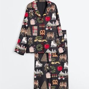 Festive Black Women’s  Pajamas-satin size S